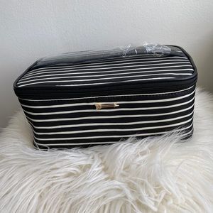 Stella & Dot black and white cosmetic travel case
